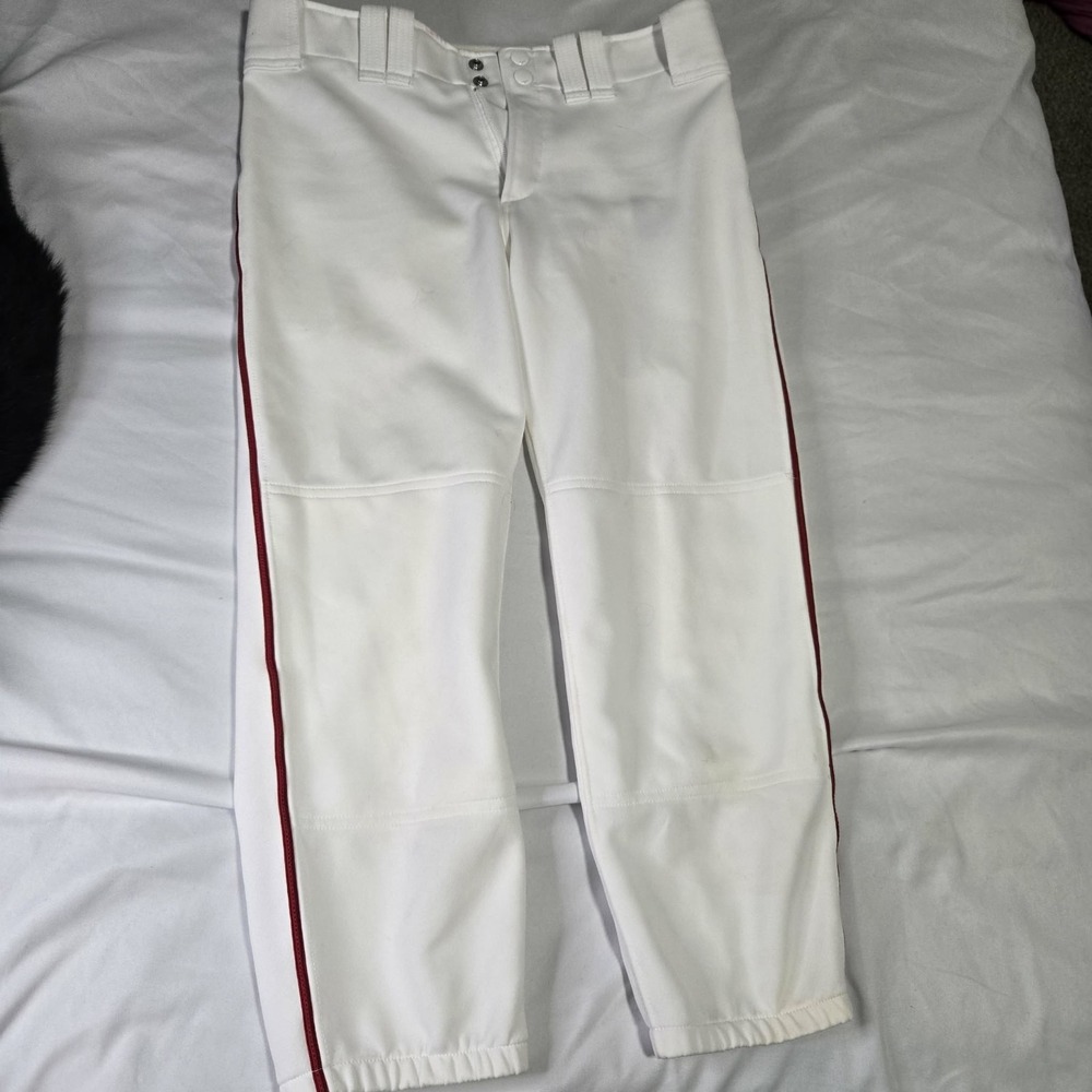 Mizuno Performance Women's Baseball Pants White with Red Red Stripe Size S